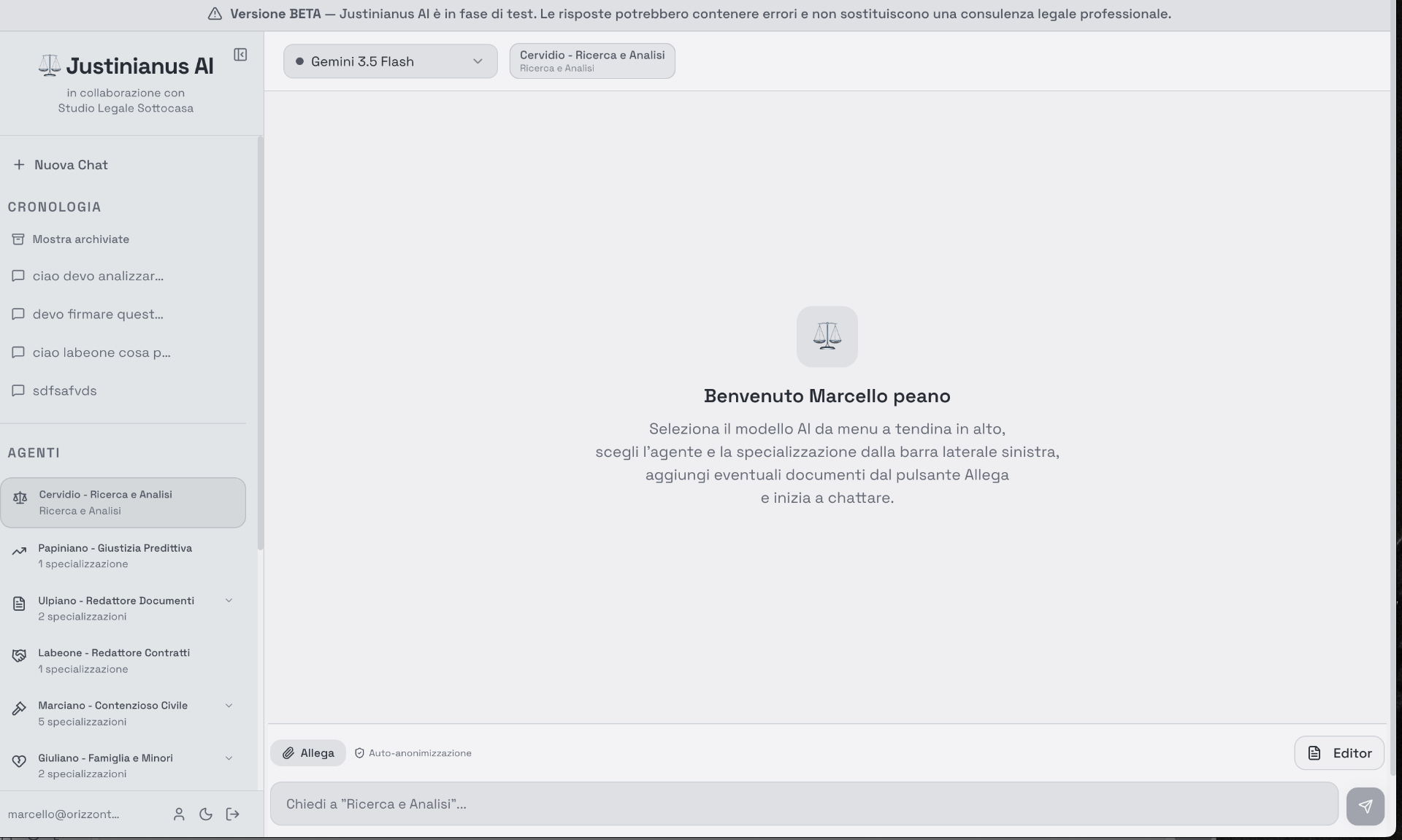 Web App · Justinianus AI (legale)